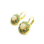 Mariana Earrings Floral Greens & Whites Swarovski Crystals Seaside Day Nirvana Coll. - Image 2