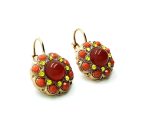 Mariana Earrings Floral Beaded Ruby Mineral, Orange & Jonquil Swarovski Crystal Inspiration Coll. - Image 2