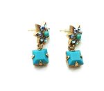Mariana Earrings Floral Dangling Turq & AB Swarovski Crystals My Treasures Coll. - Image 3