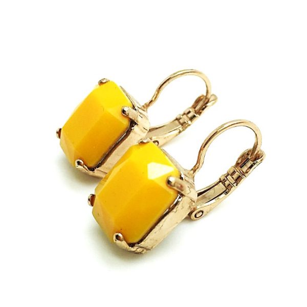 Earrings By Mariana My Treasures Coll. Classy Yellow Opal Austrian Crystals RG Plated