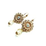 Mariana Earrings Alluring Pearl & Whites Swarovski Crystals Barbados Caribbean Life Coll.