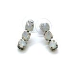Earrings By Mariana My Treasures Coll. Triple Tier Strand White Opal Austrian Crystals