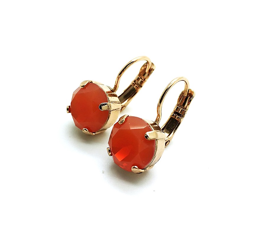 E-1445-015-RG6 (2) Mariana Earrings Dainty Orange Opal Swarovski Crystals My Treasures Coll. - Image 1