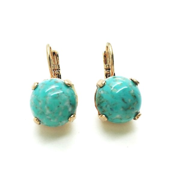 Mariana Earrings Adorable Round Green Turquoise Swarovski Crystals My Treasures Coll.