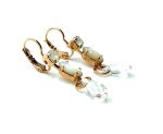 Mariana Earrings White Jade Mineral, Grey Opal & Clear Swarovski Crystals My Treasures Coll. - Image 3