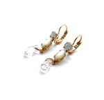 Mariana Earrings White Jade Mineral, Grey Opal & Clear Swarovski Crystals My Treasures Coll. - Image 2