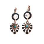 Mariana Earrings Boho Turq, White Shell Mineral & Blacks Swarovski Crystals Africa Coll. - Image 2