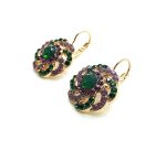 Earrings By Mariana Woman Glamorous Purples and Greens Swarovski Crystals - Image 3