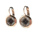 Mariana Earrings Round Beaded Clear & Jet Swarovski Crystals Zulu Africa Coll. - Image 2