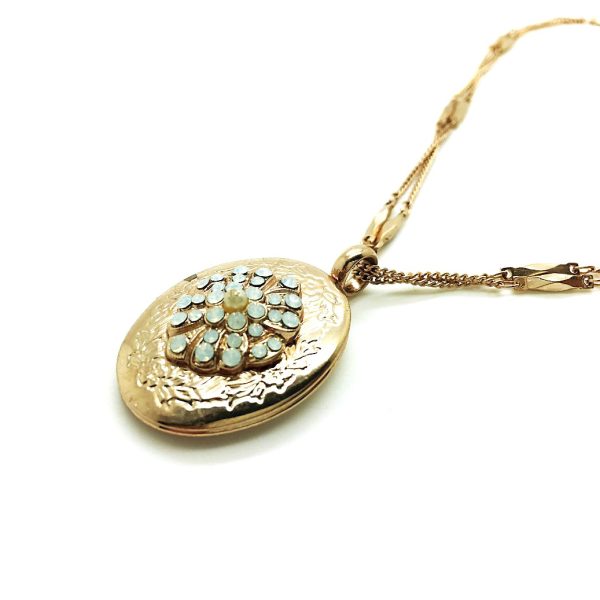 Mariana Necklace Pendant Locket Beaded Pearl & White Opal Swarovski Crystals My Treasures Coll.