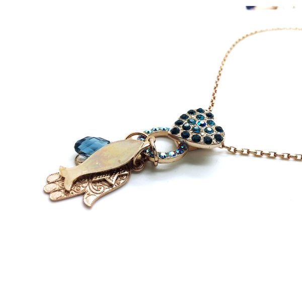 Mariana Necklace Pendant Heart Shaped & Charms Blues Swarovski Crystals My Treasures Coll.