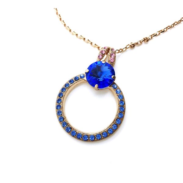 Mariana Necklace Pendant Fashionable Capri Blue & Lt Rose Austrian Crystals Kiss from A Rose Songbook Coll.