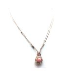 Mariana Necklace Pendant Lovely Aventurine Pink Mineral & Clear Swarovski Crystals My Treasures Coll. - Image 3