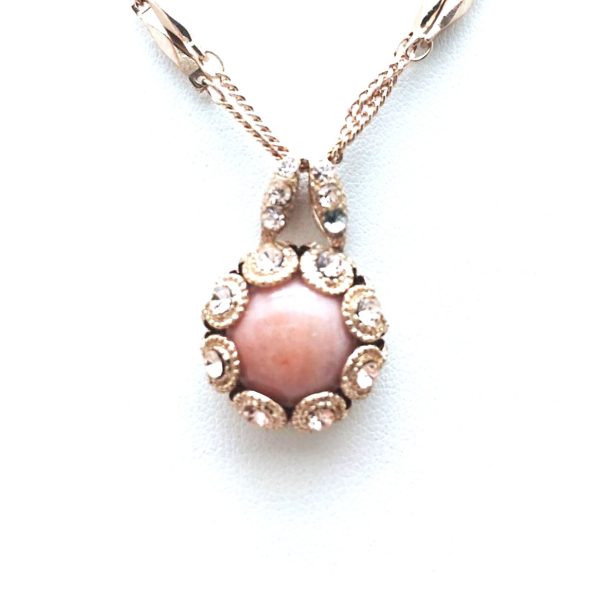 Mariana Necklace Pendant Lovely Aventurine Pink Mineral & Clear Swarovski Crystals My Treasures Coll.