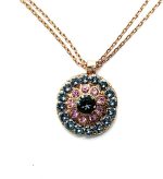 Necklace Pendant By Mariana Africa Coll. Dual Strand Round Greys & Pinks Austrian Crystals