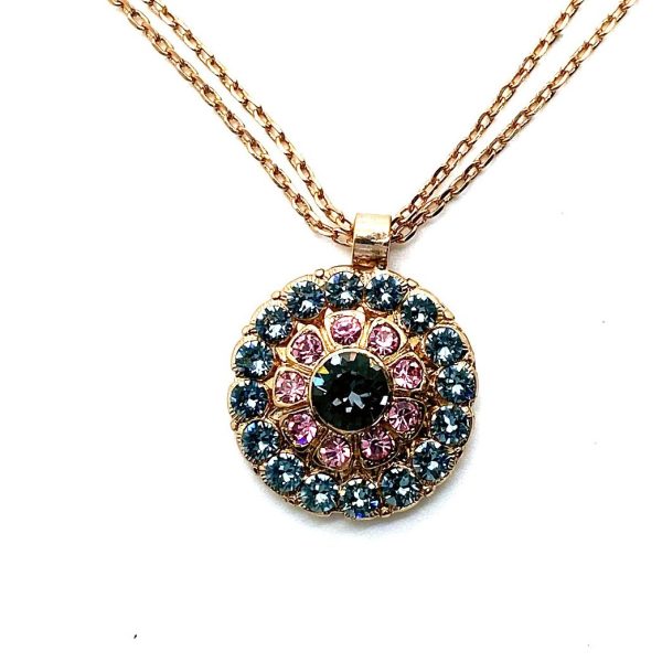 Necklace Pendant By Mariana Africa Coll. Dual Strand Round Greys & Pinks Austrian Crystals