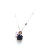 Necklace Pendant By Mariana Jet, Rose and Cyclamen Opal Swarovski Crystals - Image 3