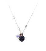 Necklace Pendant By Mariana Jet, Rose and Cyclamen Opal Swarovski Crystals - Image 2