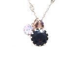 Necklace Pendant By Mariana Jet, Rose and Cyclamen Opal Swarovski Crystals