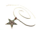 Mariana Necklace Pendant Star Shaped Greens & Pinks Swarovski Crystals Inspiration Coll. - Image 3