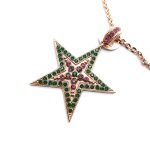 Mariana Necklace Pendant Star Shaped Greens & Pinks Swarovski Crystals Inspiration Coll.