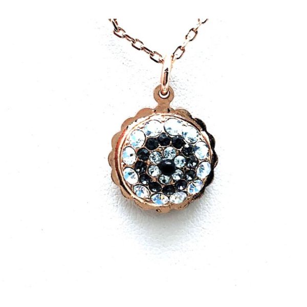 Mariana Necklace Pendant Floral Lt Azure & Blk Diamond Swarovski Crystals Zulu Africa Coll.