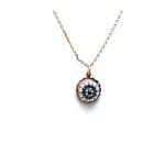 Mariana Necklace Pendant Floral Lt Azure & Blk Diamond Swarovski Crystals Zulu Africa Coll. - Image 3