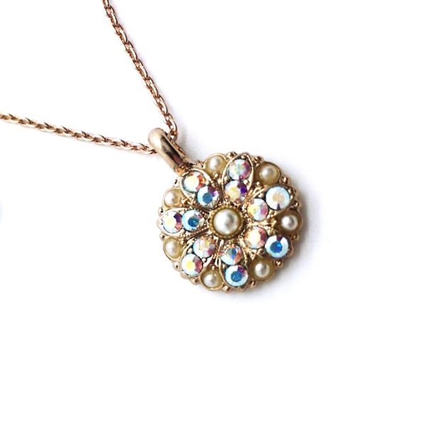 Mariana Necklace Pendant Pearl Mineral & AB Swarovski Crystals Engraved Star of David & Zion My Treasures Coll.