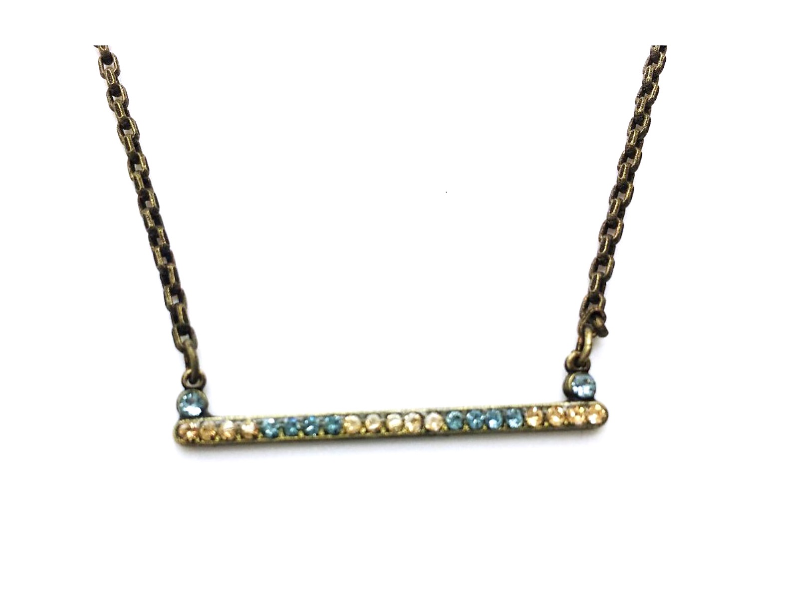 N-5302-216-3-AG (3) Mariana Necklace Pendant Bar Line Beaded Swarovski Crystals Cocktail Hour Coll. - Image 1
