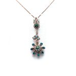 Mariana Necklace Pendant Finley Detailed Greens & Blues Swarovski Crystals Congo Africa Coll.