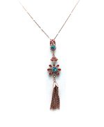 Necklace Pendant By Mariana Woman Turquoise and Hyacinth Swarovski Crystals - Image 2