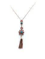 Necklace Pendant By Mariana Woman Turquoise and Hyacinth Swarovski Crystals - Image 3