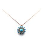 Necklace Pendant By Mariana Woman Flower Shape Turquoise and Blue Opal Swarovski Crystals - Image 2