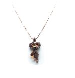 Mariana Necklace Pendant Finely Detailed Champagne, Ant. Pink, Topaz Swarovski Crystals Inspiration Coll. - Image 3