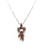 Mariana Necklace Pendant Finely Detailed Champagne, Ant. Pink, Topaz Swarovski Crystals Inspiration Coll.