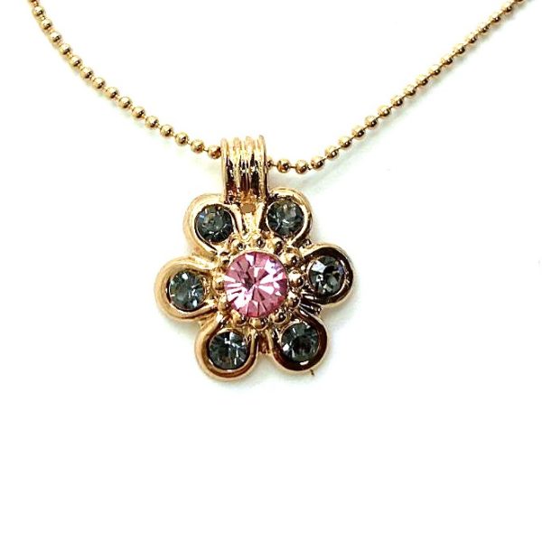 Mariana Necklace Pendant Dainty Flower Greys & Pinks Austrian Crystals Africa Coll.