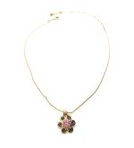 Mariana Necklace Pendant Dainty Flower Greys & Pinks Austrian Crystals Africa Coll. - Image 3