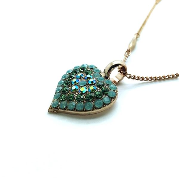 Mariana Necklace Pendant Heart Shaped Greens Swarovski Crystals My Treasures Coll.