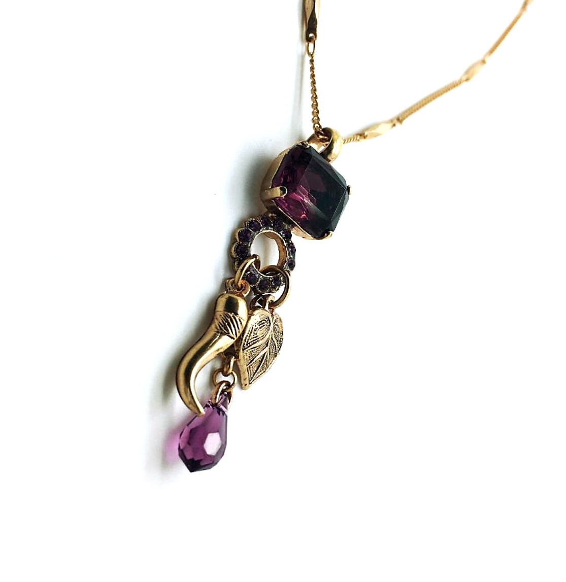 N-5730-204-RG (1) Necklace Pendant By Mariana Woman Charms and Amethyst Swarovski Crystals - Image 1