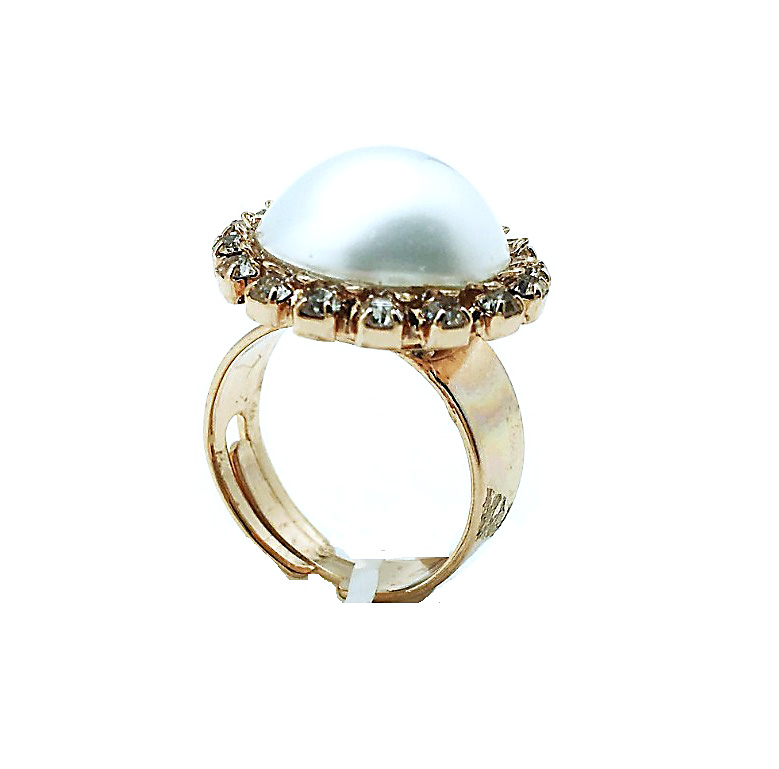 R-7300-M1078-RG (2) Mariana Ring Exude Elegance White Shell Mineral & Clear Swarovski Crystals Kalahari Africa Coll. - Image 1