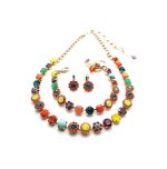 Jewelry Set By Mariana Woman Necklace, Bracelet, Earrings Minerals and Swarovski Crystals