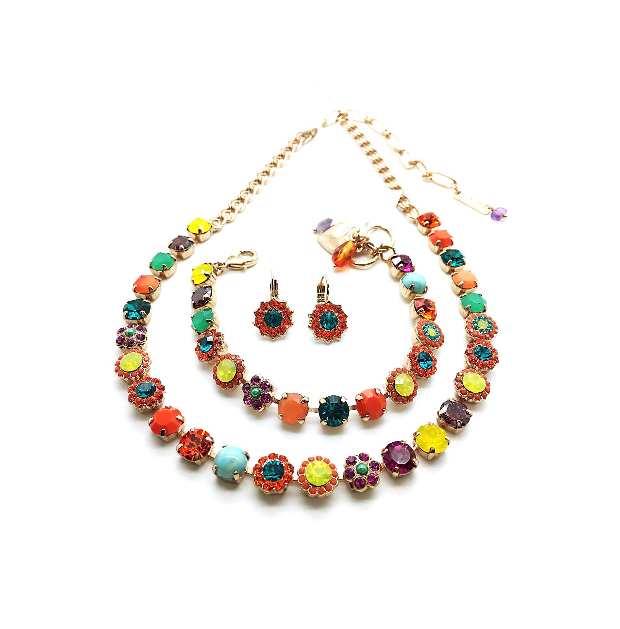 Set033 (1) Jewelry Set By Mariana Woman Necklace, Bracelet, Earrings Minerals and Swarovski Crystals - Image 1