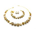 Jewelry Set By Mariana Woman Necklace, Earrings and Bracelet Minerals and Swarovski Crystals YG