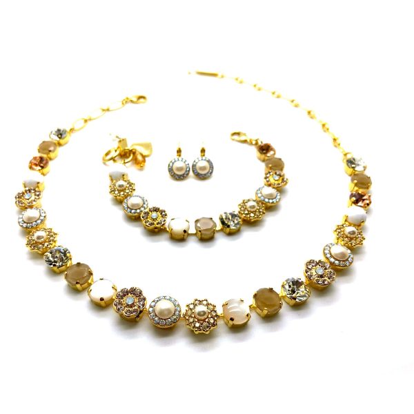 Jewelry Set By Mariana Woman Necklace, Earrings and Bracelet Minerals and Swarovski Crystals YG