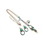 Mariana Jewelry Set Necklace, Earrings, Ring Turquoise, Quartz, Aventurine Minerals & Austrian Crystals Congo Africa Coll.