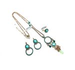 Mariana Jewelry Set Necklace, Earrings, Ring Turquoise, Quartz, Aventurine Minerals & Austrian Crystals Congo Africa Coll. - Image 3