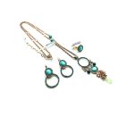 Mariana Jewelry Set Necklace, Earrings, Ring Turquoise, Quartz, Aventurine Minerals & Austrian Crystals Congo Africa Coll. - Image 2