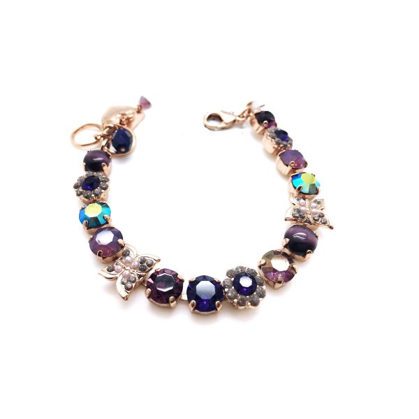 Bracelet By Mariana Woman Lovely Flower and Butterfly Shaped in Purples Swarovski Crystals