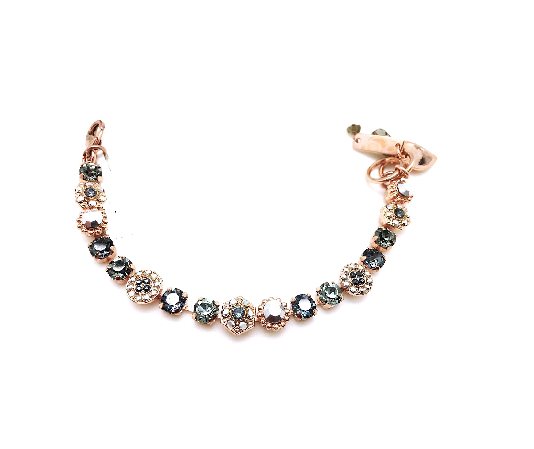 B-4029-747-RG (3) Mariana Bracelet Elegant Bk Diamond & Jet Hematite Swarovski Crystals Inspiration Coll. - Image 1