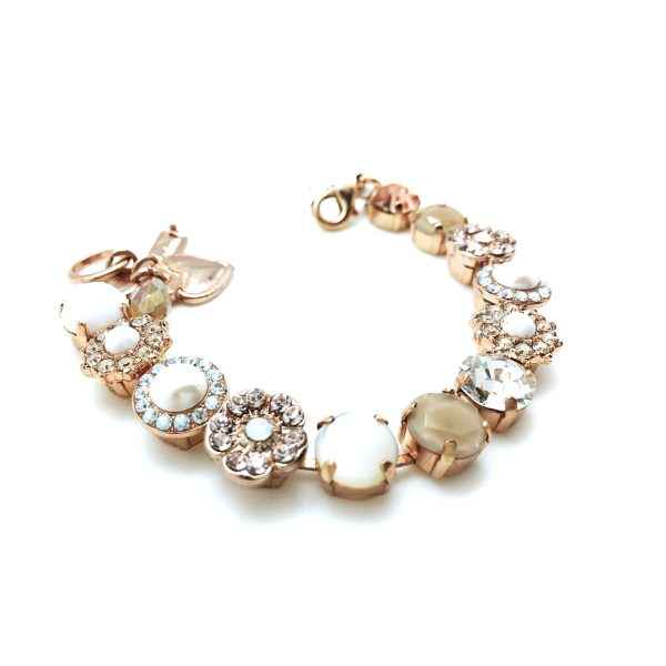 Mariana Bracelet White Shell Mineral with Whites & Clears Swarovski Crystals Kalahari Africa Coll.